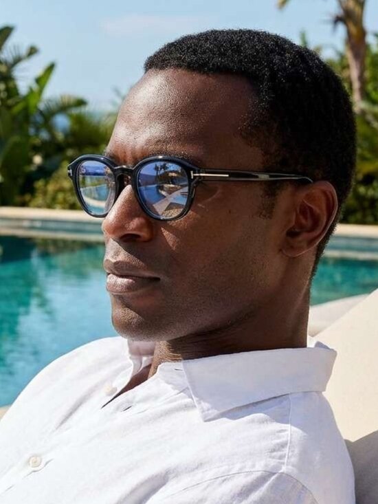 Tom Ford Women Eyeglasses Black Blue Block Round FT5871-B 001 NEW AUTHENTIC